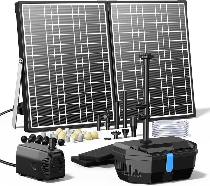NFESOLAR طقم نافورة شمسية، مضخة بركة شمسية 30 واط مع فلتر بركة، مضخة غاطسة 200 جالون في الساعة، 4 رشاشات لبركة خارجية سعتها 200-600 جالون، حوض سمك وميزات مائية في الحديقة N3213 - Image 1